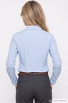 Kadın Slim Fit Dar Kesim Pamuklu Uzun Kollu Çizgili Mavi Kadın Gömlek