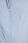 Kadın Slim Fit Dar Kesim Pamuklu Uzun Kollu Çizgili Mavi Kadın Gömlek