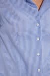 Kadın Slim Fit Dar Kesim Pamuklu Uzun Kollu Çizgili Mavi Kadın Gömlek