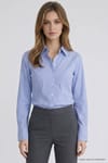 Kadın Slim Fit Dar Kesim Pamuklu Uzun Kollu Çizgili Mavi Kadın Gömlek