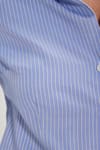Kadın Slim Fit Dar Kesim Pamuklu Uzun Kollu Çizgili Mavi Kadın Gömlek