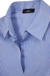 Kadın Slim Fit Dar Kesim Pamuklu Uzun Kollu Çizgili Mavi Kadın Gömlek
