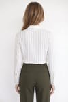 Kadın Slim Fit Dar Kesim Çizgili Viskon Yumuşak Dokulu Uzun Kollu Pensli Gömlek