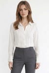 Kadın Slim Fit Dar Kesim Çizgili Viskon Yumuşak Dokulu Uzun Kollu Pensli Gömlek
