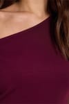 Kadın Slim Fit Dar Kesim Kısa Kollu Kayık Yaka Bordo Bluz