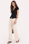 Kadın Slim Fit Dar Kesim Kısa Kollu Gömlek Yaka Siyah Gömlek
