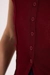 Kadın Slim Fit Dar Kesim Kısa Kollu Gömlek Yaka Bordo Gömlek