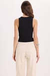 Kadın Slim Fit Dar Kesim Kalın Askılı Kare Yaka Siyah Atlet Bluz