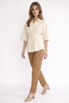 WOMAN REGULAR FIT  SHORT SLV TERYCOTTON PLEATED GÖMLEK