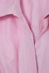 Kadın Regular Fit Klasik Kesim Kısa Kollu Terycotton Kumaş Pileli Pembe Gömlek