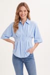 WOMAN REGULAR FIT  SHORT SLV TERYCOTTON PLEATED GÖMLEK