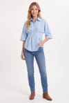 WOMAN REGULAR FIT  SHORT SLV TERYCOTTON PLEATED GÖMLEK