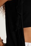 Kadın Slim Fit Dar Kesim Sıfır Kollu V Yaka Siyah Hırka