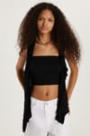 Kadın Slim Fit Dar Kesim Sıfır Kollu V Yaka Siyah Hırka
