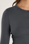 Kadın Slim Fit Dar Kesim Uzun Kollu Bisiklet Yaka Antrasit Hırka