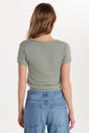 Kadın Slim Fit Dar Kesim Kısa Kollu Bisiklet Yaka Düğmeli Mint Hırka