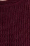 Kadın Oversize Geniş Kesim Örme Detaylı Bisiklet Yaka Bordo Kazak