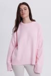 Kadın Oversize Geniş Kesim Bisiklet Yaka Pembe Kazak