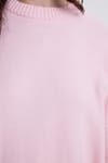 Kadın Oversize Geniş Kesim Bisiklet Yaka Pembe Kazak