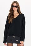 KADIN OVERSIZE V YAKA ERN-8215 BLUZ  KAZAK