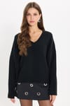 KADIN OVERSIZE V YAKA ERN-8215 BLUZ  KAZAK