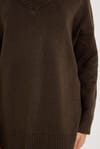 KADIN OVERSIZE V YAKA ERN-8366 BLUZ  KAZAK