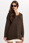 KADIN OVERSIZE V YAKA ERN-8366 BLUZ  KAZAK
