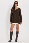 KADIN OVERSIZE V YAKA ERN-8366 BLUZ  KAZAK