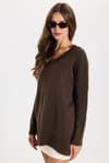 KADIN OVERSIZE V YAKA ERN-8366 BLUZ  KAZAK