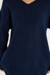 KADIN OVERSIZE V YAKA ERN-8366 BLUZ  KAZAK