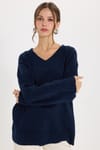 KADIN OVERSIZE V YAKA ERN-8366 BLUZ  KAZAK