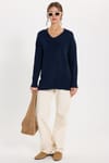 KADIN OVERSIZE V YAKA ERN-8366 BLUZ  KAZAK