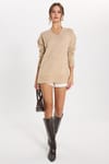 KADIN OVERSIZE V YAKA ERN-8366 BLUZ  KAZAK