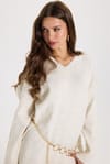 KADIN OVERSIZE V YAKA ERN-8366 BLUZ  KAZAK