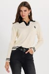 KADIN  POLO YAKA NAKIŞLI  MSF-1482  KAZAK