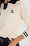 KADIN  POLO YAKA NAKIŞLI  MSF-1482  KAZAK