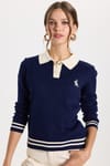 KADIN  POLO YAKA NAKIŞLI  MSF-1482  KAZAK