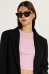 Kadın Slim Fit Dar Kesim Mono Yaka Torba Cep Vatkalı Siyah Ceket