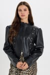 KADIN DİK YAKA FERMUARLI ENT-2952 DERİ CEKET