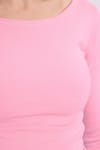 Kadın Slim Fit Dar Kesim Pamuklu Modal Kumaş Uzun Kollu Kayık Yaka Pembe Bluz