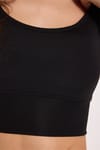Kadın Slim Fit Dar Kesim İnce Askılı Kare Yaka Siyah Crop