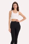 Kadın Slim Fit Dar Kesim Bisiklet Yaka Kalın Askılı Esnek Ekru Spor Atlet
