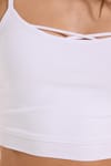 Kadın Slim Fit Dar Kesim Pamuklu İnce Askılı Beyaz Crop Atlet
