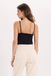 Kadın Slim Fit Dar Kesim Pamuklu İnce Askılı Siyah Crop Atlet