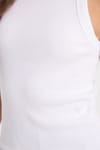 Kadın Slim Fit Dar Kesim Pamuklu Askılı Bisiklet Yaka Beyaz Crop Atlet