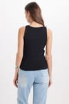 Kadın Slim Fit Dar Kesim Pamuklu Askılı Bisiklet Yaka Siyah Crop Atlet