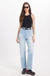 Kadın Slim Fit Dar Kesim Pamuklu Askılı Bisiklet Yaka Siyah Crop Atlet