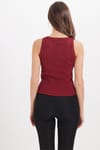 Kadın Slim Fit Dar Kesim Pamuklu Askılı Bisiklet Yaka Bordo Crop Atlet