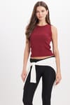 Kadın Slim Fit Dar Kesim Pamuklu Askılı Bisiklet Yaka Bordo Crop Atlet
