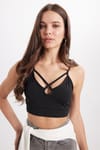 KADIN ASKILI YMB-1726 DÜZ SPORCU BÜSTİYER CROP